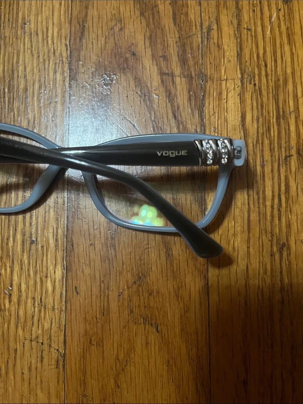 Vogue Black Front Eyeglasses with Light Blue Embellished Temples